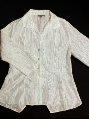 White Crinkled Button-Down Shirt